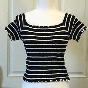 Knitted Stripe Short Sleeve T-Shirt